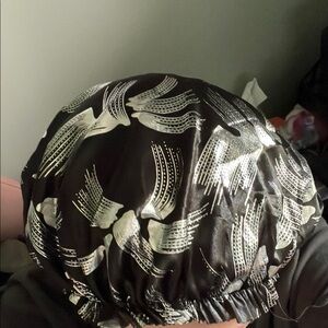 Black and White Satin Hair Bonnet